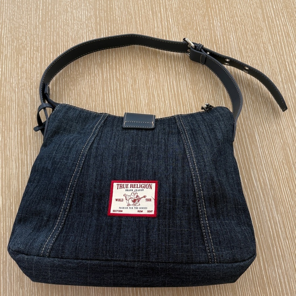True Religion Horseshoe Dark Blue Denim Hobo Shoulder Women's Bag - Picture 9 of 16